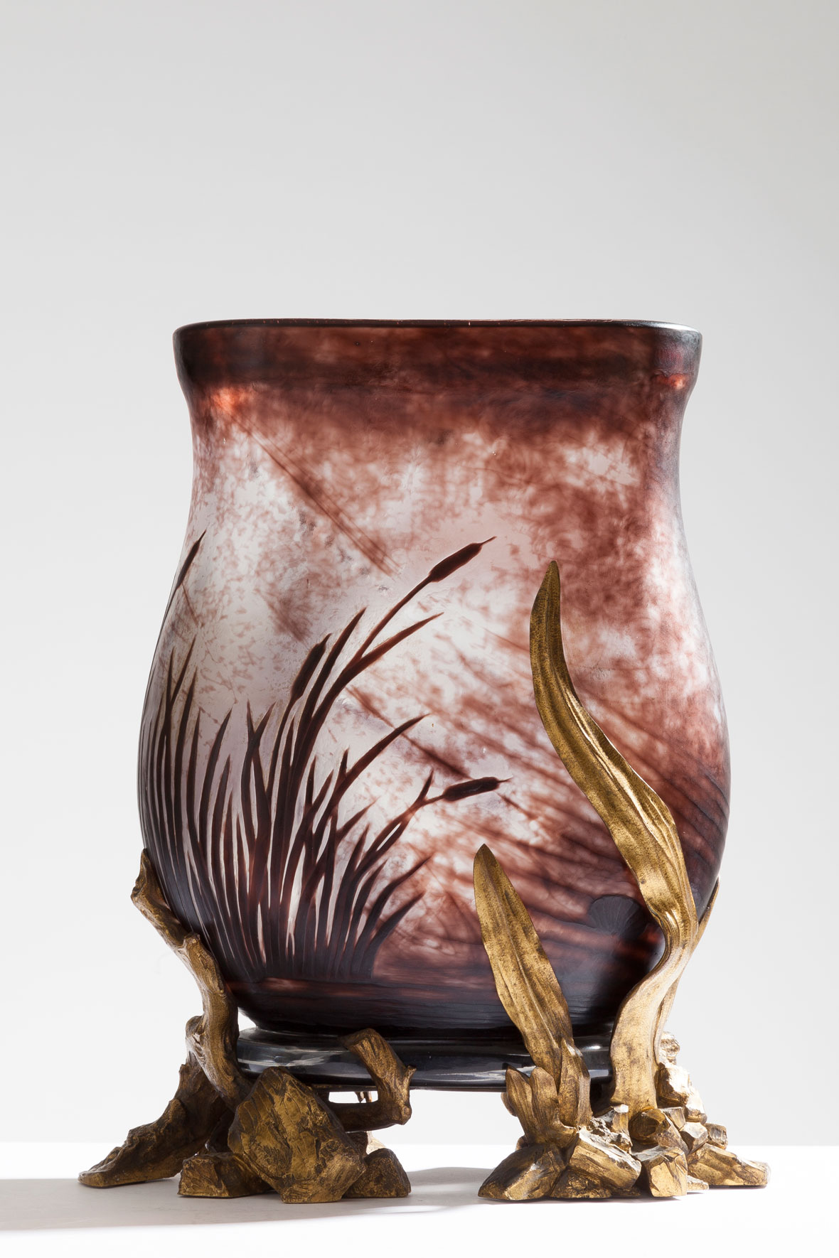 Reyen Glass Ormolu Mounted Vase